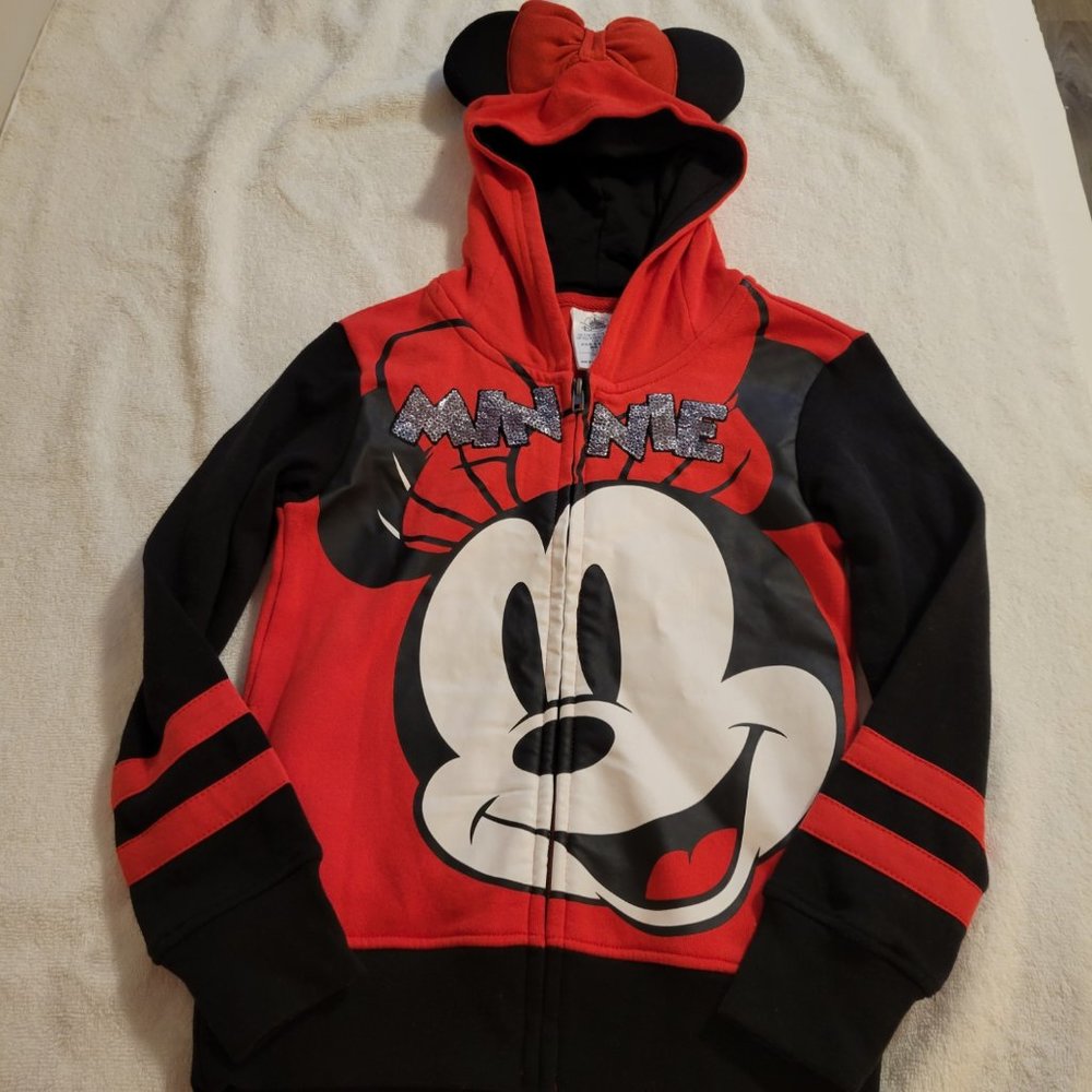 NWT Disney Girls Minnie Mouse Varsity Hoodie Jacket